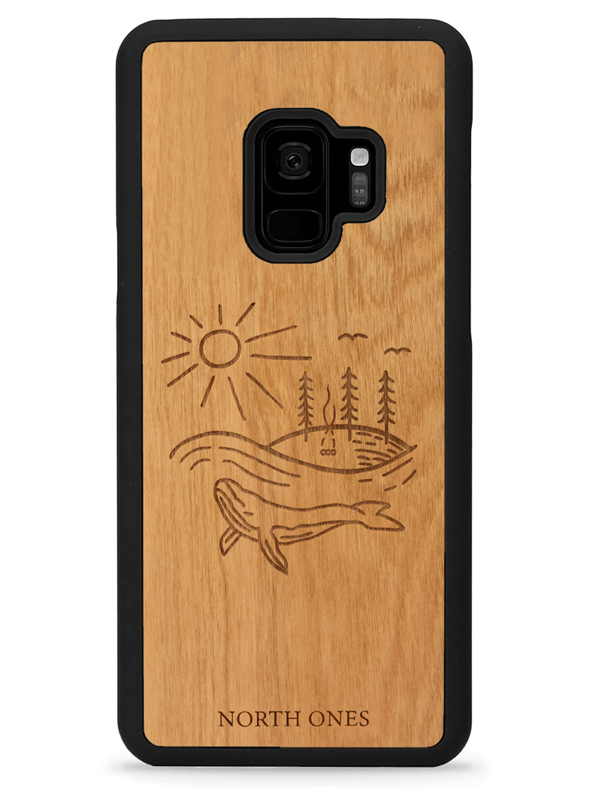 Mobilskal trä whale world cherry Samsung galaxy S9