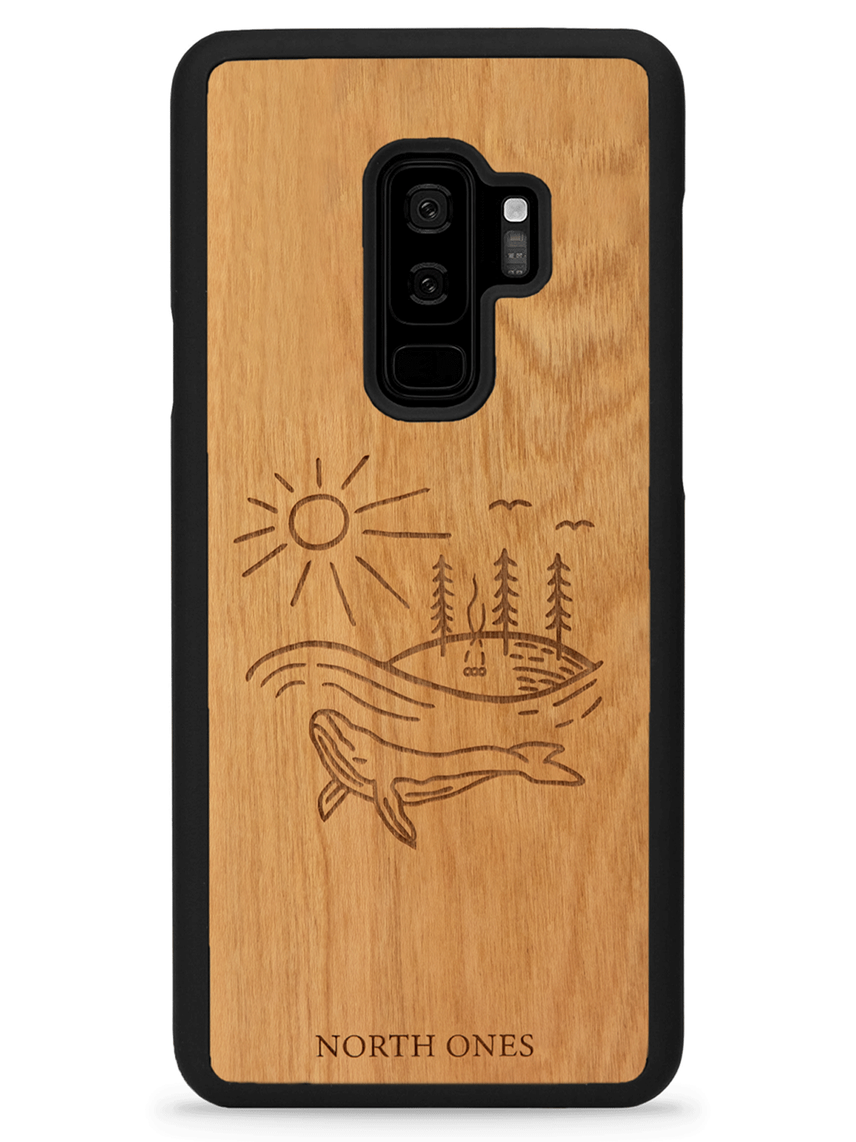 Mobilskal trä whale world cherry Samsung galaxy S9+
